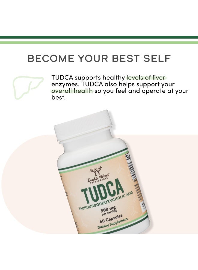 Double Wood Supplements Double Wood TUDCA 500 mg – Tauroursodeoxycholic Acid Dietary Supplement – 60 Capsules - Image 3